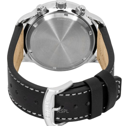 Citizen Eco-Drive Aviator Chronograph -nahkaranneke, valkoinen kellotaulu, CA0880-07A 100M miesten kello