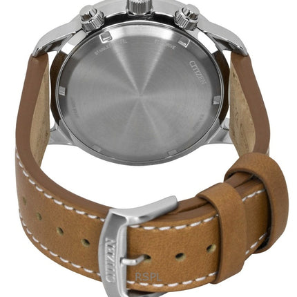 Citizen Eco-Drive Aviator Chronograph -nahkaranneke, beige kellotaulu, CA0880-15X 100M miesten kello