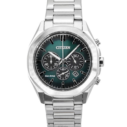 Citizen Eco-Drive Chronograph ruostumattomasta teräksestä valmistettu vihreä kellotaulu CA4590-81X 100M miesten kello