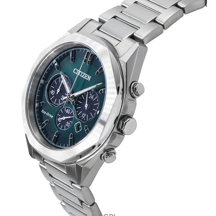 Citizen Eco-Drive Chronograph ruostumattomasta teräksestä valmistettu vihreä kellotaulu CA4590-81X 100M miesten kello