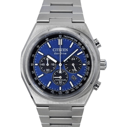 Citizen Zenshin Chronograph Super Titanium Blue Dial Eco-Drive CA4610-85L 100M miesten kello