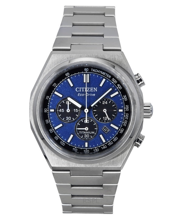 Citizen Zenshin Chronograph Super Titanium Blue Dial Eco-Drive CA4610-85L 100M miesten kello