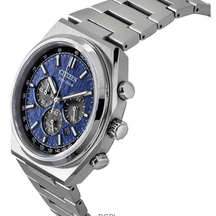 Citizen Zenshin Chronograph Super Titanium Blue Dial Eco-Drive CA4610-85L 100M miesten kello