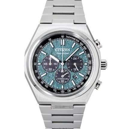 Citizen Zenshin Super Titanium Chronograph Green Dial Eco-Drive CA4610-85X 100M miesten kello