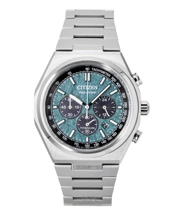 Citizen Zenshin Super Titanium Chronograph Green Dial Eco-Drive CA4610-85X 100M miesten kello