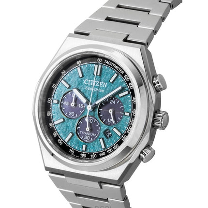 Citizen Zenshin Super Titanium Chronograph Green Dial Eco-Drive CA4610-85X 100M miesten kello