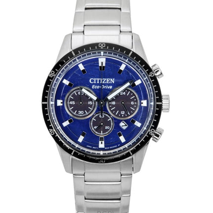 Citizen Eco-Drive Chronograph ruostumattomasta teräksestä valmistettu sininen kellotaulu CA4624-56L 100M miesten kello