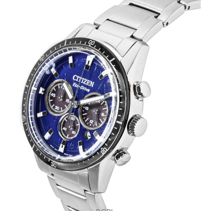 Citizen Eco-Drive Chronograph ruostumattomasta teräksestä valmistettu sininen kellotaulu CA4624-56L 100M miesten kello