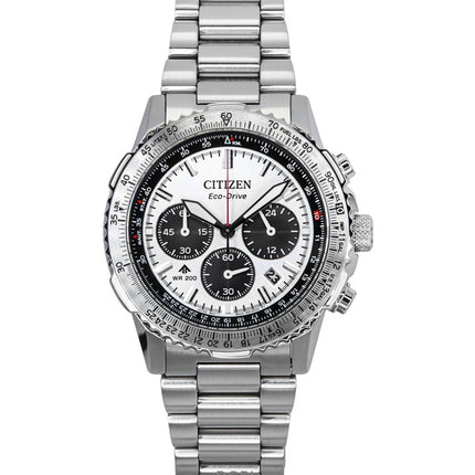 Citizen Promaster Navihawk Chronograph ruostumattomasta teräksestä valmistettu valkoinen kellotaulu Eco-Drive Diver&#39;s CA4660-61A 200M miesten kello