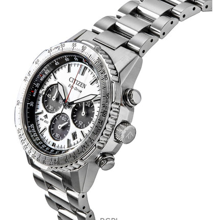 Citizen Promaster Navihawk Chronograph ruostumattomasta teräksestä valmistettu valkoinen kellotaulu Eco-Drive Diver&#39;s CA4660-61A 200M miesten kello