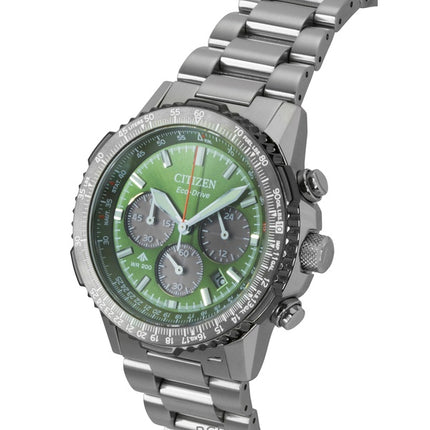 Citizen Promaster Sky Chronograph ruostumattomasta teräksestä valmistettu vihreä kellotaulu Eco-Drive Diver&#39;s CA4664-60W 200M miesten kello