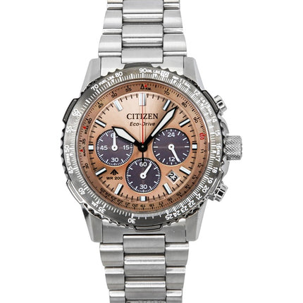 Citizen Promaster Sky Chronograph ruostumattomasta teräksestä valmistettu ruskea kellotaulu Eco-Drive Diver&#39;s CA4664-60X 200M miesten kello