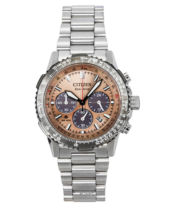 Citizen Promaster Sky Chronograph ruostumattomasta teräksestä valmistettu ruskea kellotaulu Eco-Drive Diver's CA4664-60X 200M miesten kello