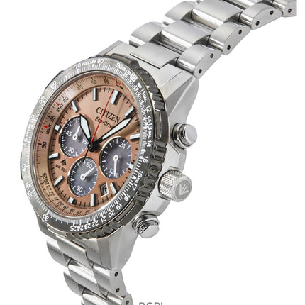 Citizen Promaster Sky Chronograph ruostumattomasta teräksestä valmistettu ruskea kellotaulu Eco-Drive Diver&#39;s CA4664-60X 200M miesten kello