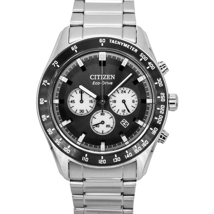 Citizen Eco-Drive Chronograph ruostumattomasta teräksestä valmistettu musta kellotaulu CA4674-58E 100M miesten kello