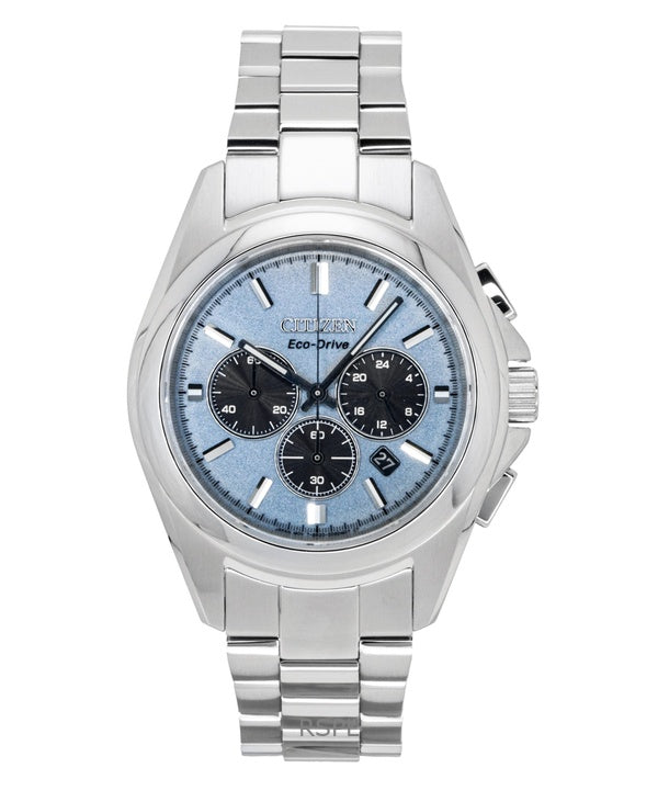 Citizen Sport Luxury Chronograph -ruostumattomasta teräksestä valmistettu vaaleansininen kellotaulu Eco-Drive CA4680-55L 100M miesten kello