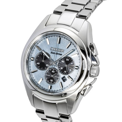 Citizen Sport Luxury Chronograph -ruostumattomasta teräksestä valmistettu vaaleansininen kellotaulu Eco-Drive CA4680-55L 100M miesten kello