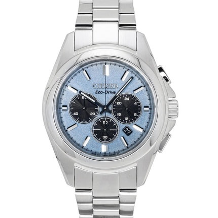 Citizen Sport Luxury Chronograph -ruostumattomasta teräksestä valmistettu vaaleansininen kellotaulu Eco-Drive CA4680-55L 100M miesten kello