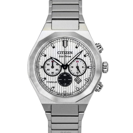 Citizen Zenshin Chronograph Super Titanium White Dial Eco-Drive CA4690-51A 100M miesten kello