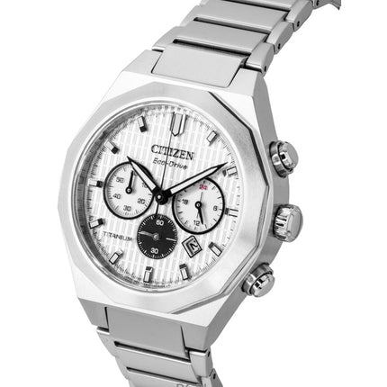 Citizen Zenshin Chronograph Super Titanium White Dial Eco-Drive CA4690-51A 100M miesten kello