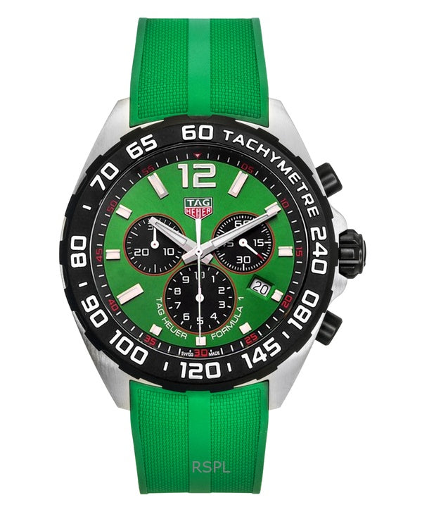 Tag Heuer Formula 1 Chronograph -kumiranneke, vihreä kellotaulu, kvartsi, sukeltajan CAZ101AP.FT8056 200M miesten kello