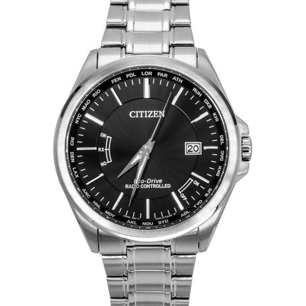 Citizen Eco-Drive Radio-ohjattava ruostumattomasta teräksestä valmistettu musta kellotaulu CB0250-84E 100M miesten kello