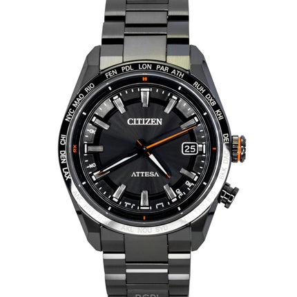 Citizen Attesa Radio-ohjattava titaani musta kellotaulu Eco-Drive CB0286-61E 100M miesten kello