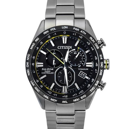 Citizen Radio-ohjattu kronografi Super Titanium Black Dial Eco-Drive CB5947-80E 100M miesten kello