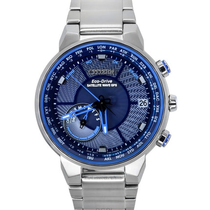 Citizen Eco-Drive Perpetual Satellite GPS ruostumaton teräs sininen kellotaulu CC3030-53L 100M miesten kello