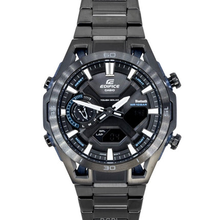 Casio Edifice analoginen digitaalinen ruostumattomasta teräksestä valmistettu musta kellotaulu aurinkokennon ECB-2300DC-1A 100M miesten kello