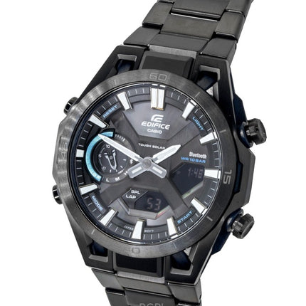 Casio Edifice analoginen digitaalinen ruostumattomasta teräksestä valmistettu musta kellotaulu aurinkokennon ECB-2300DC-1A 100M miesten kello