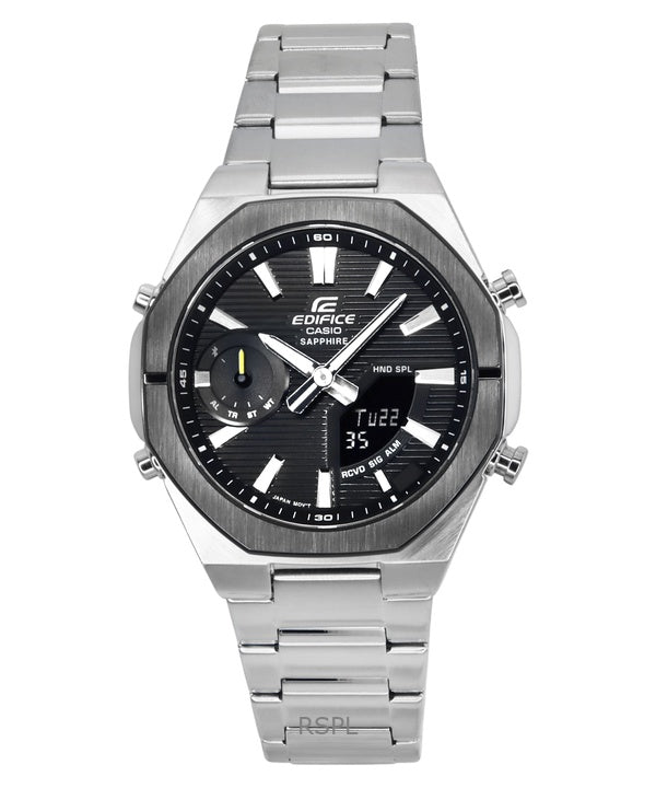 Casio Edifice analoginen digitaalinen älypuhelinlinkki ruostumattomasta teräksestä mustalla kellotaululla kvartsi ECB-S10DB-1A 100M miesten kello