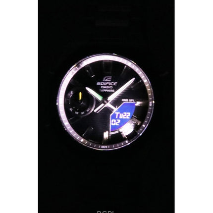 Casio Edifice analoginen digitaalinen älypuhelinlinkki ruostumattomasta teräksestä mustalla kellotaululla kvartsi ECB-S10DB-1A 100M miesten kello