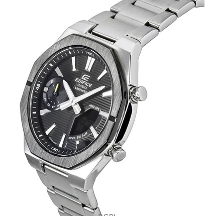Casio Edifice analoginen digitaalinen älypuhelinlinkki ruostumattomasta teräksestä mustalla kellotaululla kvartsi ECB-S10DB-1A 100M miesten kello