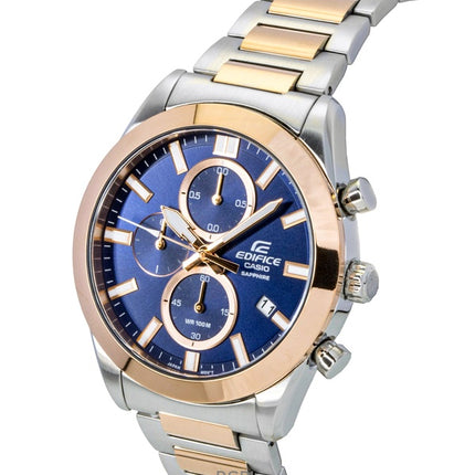 Casio Edifice analoginen kronografi kaksisävyinen ruostumattomasta teräksestä valmistettu sininen kellotaulu kvartsi EFB-710SG-2AV 100M miesten kello