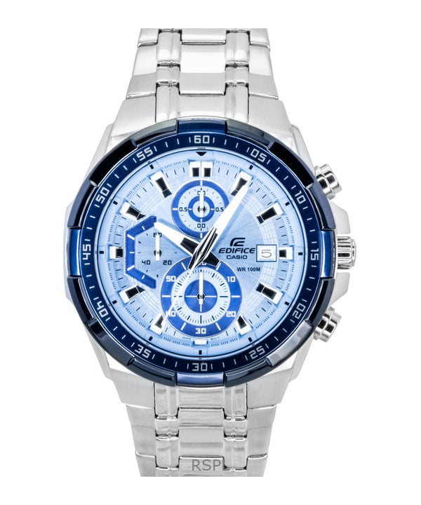 Casio Edifice analoginen standardi kronografi ruostumattomasta teräksestä valmistettu sininen kellotaulu kvartsi EFR-539DE-2AV 100M miesten kello