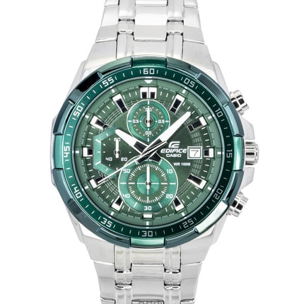 Casio Edifice analoginen standardi kronografi ruostumattomasta teräksestä valmistettu vihreä kellotaulu kvartsi EFR-539DE-3AV 100M miesten kello