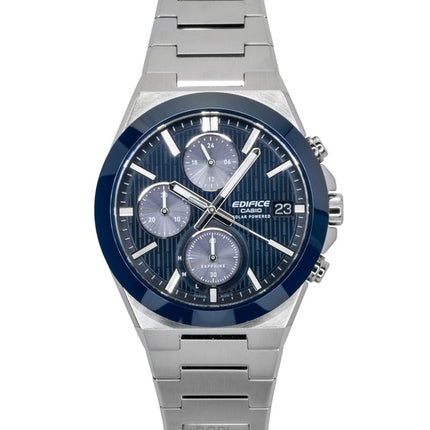 Casio Edifice analoginen kronografi ruostumattomasta teräksestä valmistettu sininen kellotaulu aurinkokenno EFS-S650D-2A 100M miesten kello