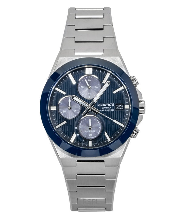 Casio Edifice analoginen kronografi ruostumattomasta teräksestä valmistettu sininen kellotaulu aurinkokenno EFS-S650D-2A 100M miesten kello