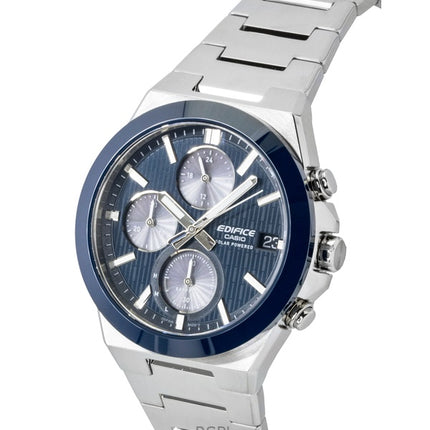 Casio Edifice analoginen kronografi ruostumattomasta teräksestä valmistettu sininen kellotaulu aurinkokenno EFS-S650D-2A 100M miesten kello