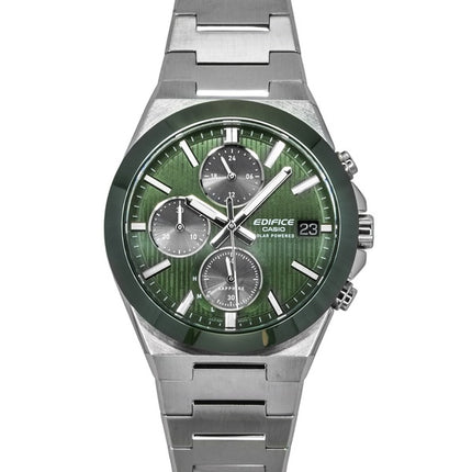 Casio Edifice analoginen kronografi ruostumattomasta teräksestä valmistettu vihreä kellotaulu aurinkokenno EFS-S650D-3A 100M miesten kello