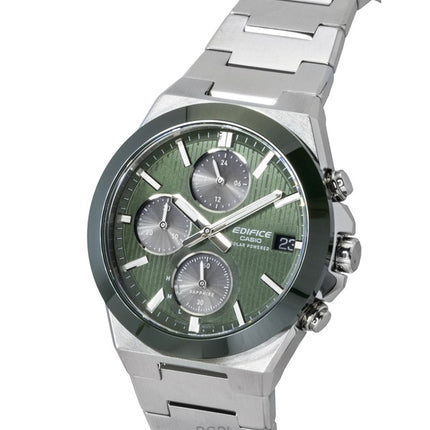 Casio Edifice analoginen kronografi ruostumattomasta teräksestä valmistettu vihreä kellotaulu aurinkokenno EFS-S650D-3A 100M miesten kello