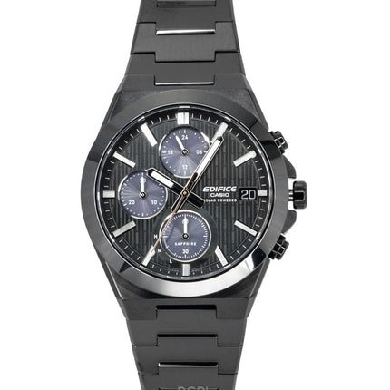 Casio Edifice analoginen kronografi ruostumattomasta teräksestä valmistettu musta kellotaulu aurinkokennon EFS-S650DC-1A 100M miesten kello