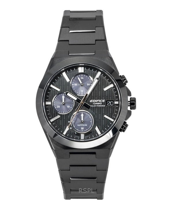 Casio Edifice analoginen kronografi ruostumattomasta teräksestä valmistettu musta kellotaulu aurinkokennon EFS-S650DC-1A 100M miesten kello