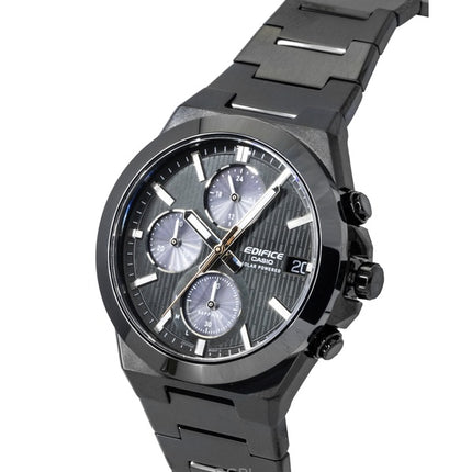 Casio Edifice analoginen kronografi ruostumattomasta teräksestä valmistettu musta kellotaulu aurinkokennon EFS-S650DC-1A 100M miesten kello