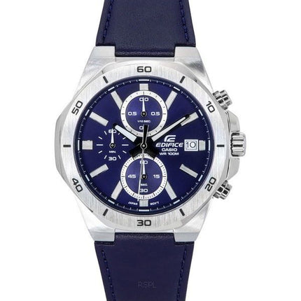 Casio Edifice Standard Chronograph Nahkahihna Sininen Kellotaulu Kvartsi EFV-640L-2A 100M Miesten kello