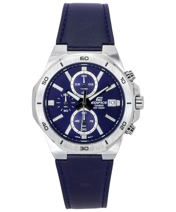 Casio Edifice Standard Chronograph Nahkahihna Sininen Kellotaulu Kvartsi EFV-640L-2A 100M Miesten kello