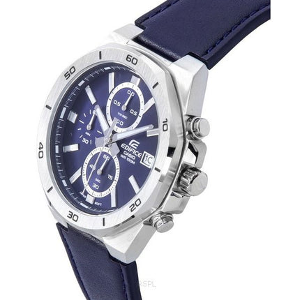 Casio Edifice Standard Chronograph Nahkahihna Sininen Kellotaulu Kvartsi EFV-640L-2A 100M Miesten kello