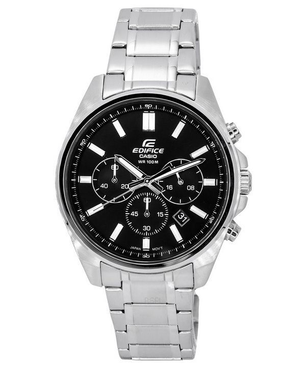 Casio Edifice Standard Chronograph ruostumaton teräs musta kellotaulu kvartsi EFV-650D-1A 100M miesten kello