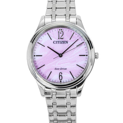 Citizen Elegance ruostumattomasta teräksestä valmistettu vaaleanpunainen kellotaulu Eco-Drive EM0411-71X naisten kello